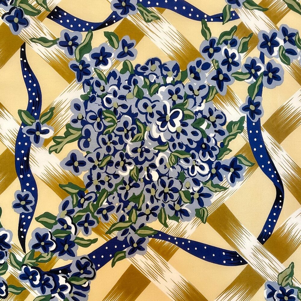 Perry Ellis AMERICA Vintage Silk Scarf Floral Basket Print 30" × 30" - Picture 6 of 9